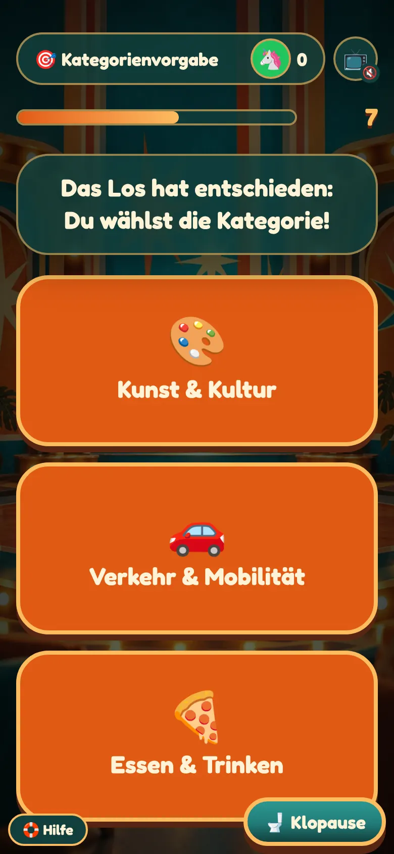 So sieht Kategorienvorgabe auf dem Handy aus