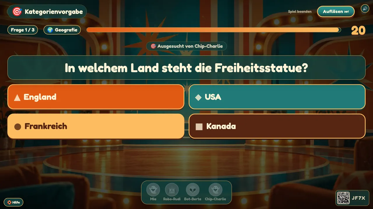 So sieht Kategorienvorgabe auf dem Fernseher aus