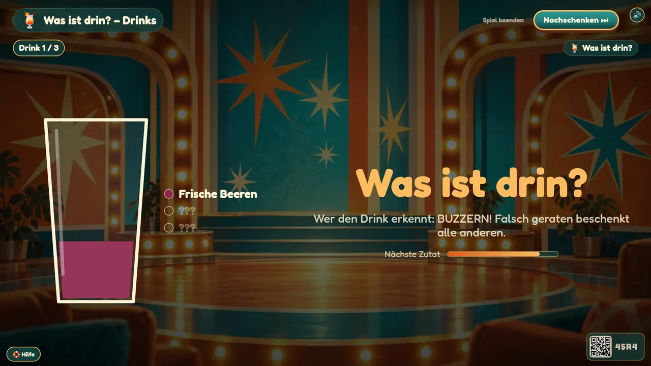 So sieht Was ist drin? – Drinks auf dem Fernseher aus