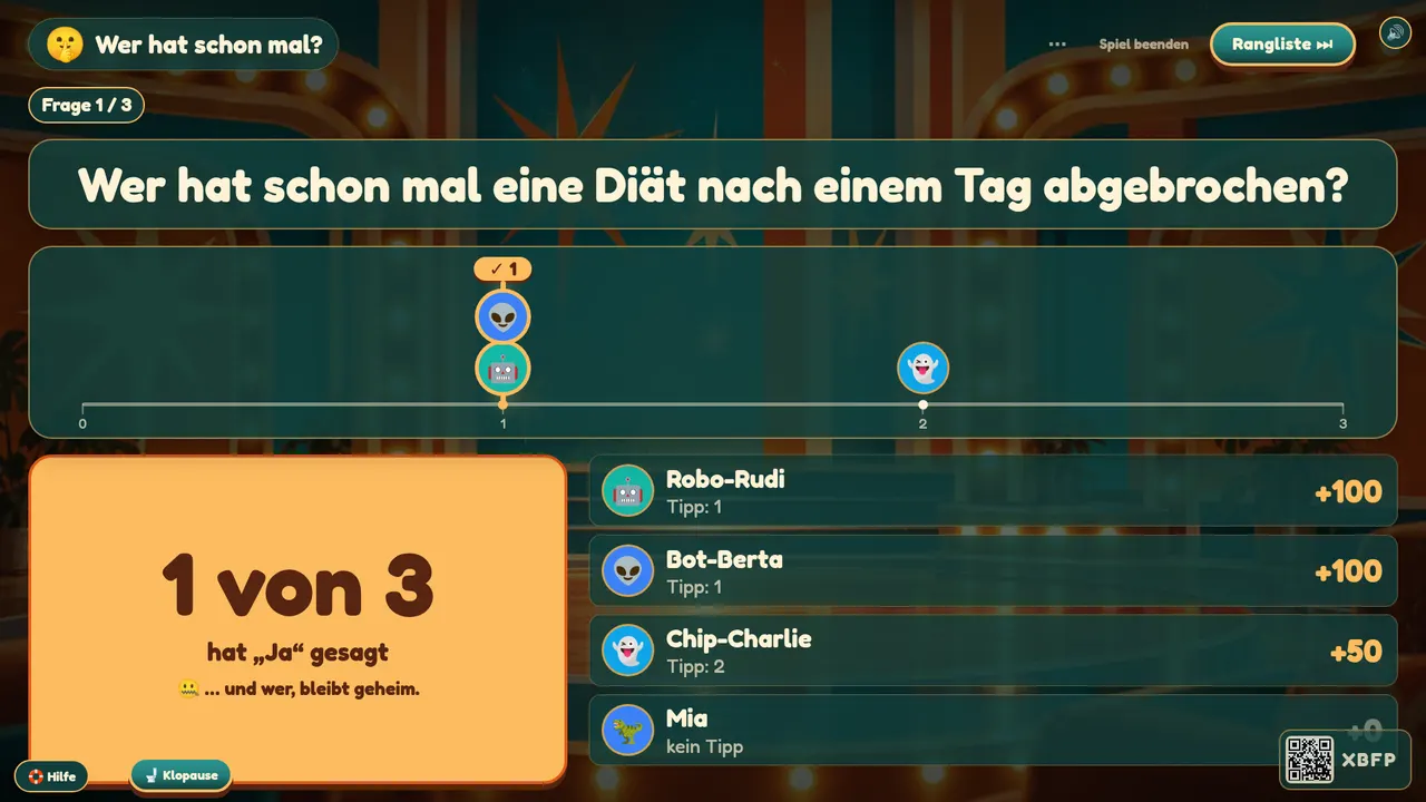 So sieht Wer hat schon mal? auf dem Fernseher aus